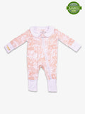 Image de la Combi-pyjama Marron Shayane. En haut a droite se trouve la pastille de certification viscose de bambou.