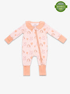 Image de la Combi-pyjama Nuage Moka. En haut a droite se trouve la pastille de certification viscose de bambou.