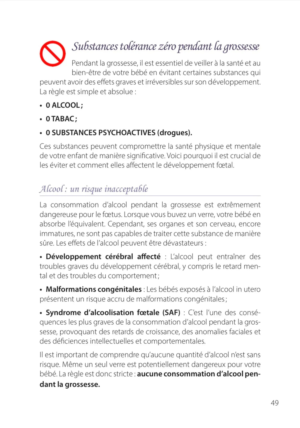 Page numéro 49 du E-BOOK "Une grossesse, un accouchement". Rédigé par Louana Becker fondatrice de My First Step Academy.