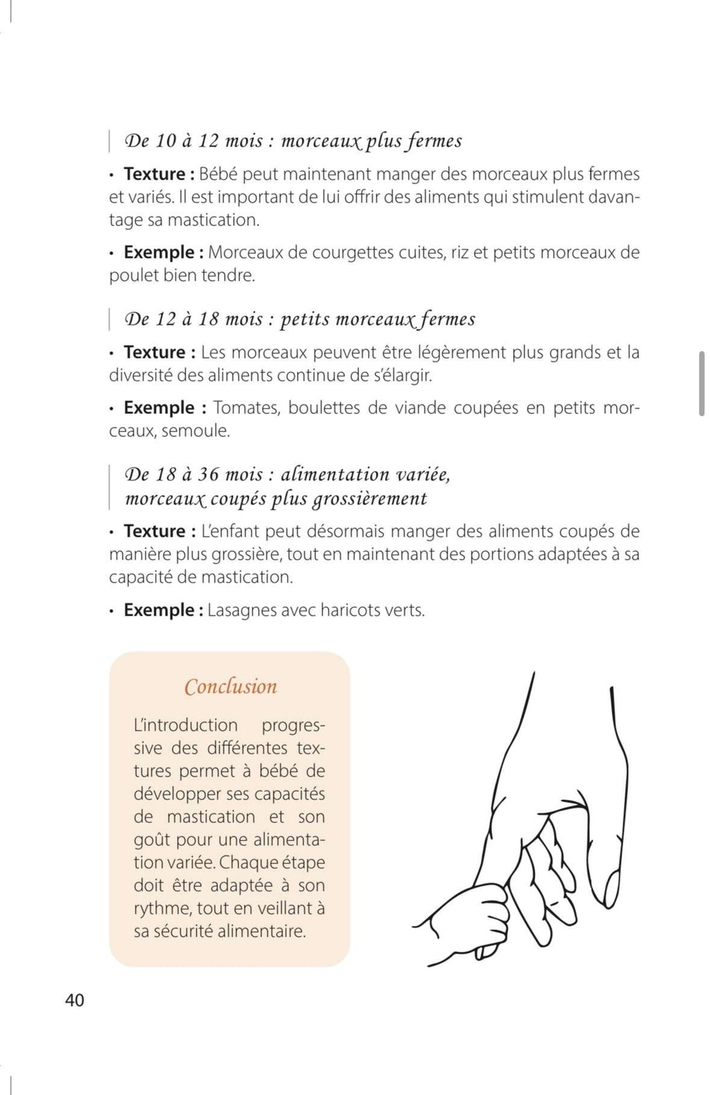 Page numéro 40 du E-BOOK "Petites assiettes, grandes leçons". Rédigé par Louana Becker fondatrice de My First Step Academy.