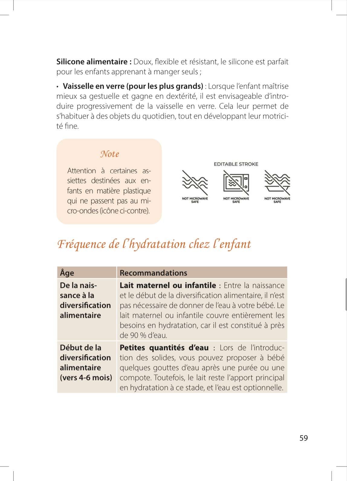 Page numéro 59 du E-BOOK "Petites assiettes, grandes leçons". Rédigé par Louana Becker fondatrice de My First Step Academy.