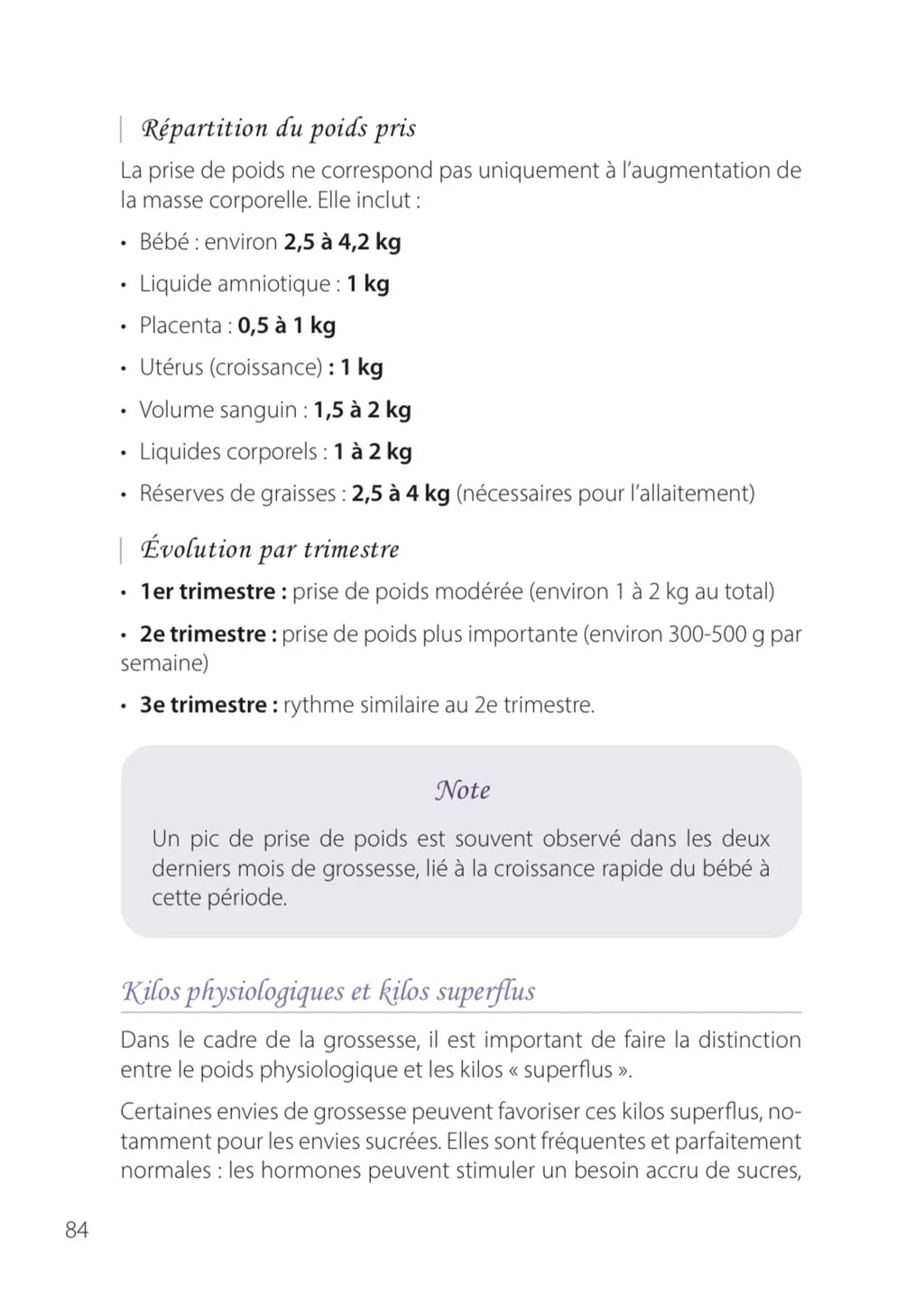 Page numéro 84 du E-BOOK "Une grossesse, un accouchement". Rédigé par Louana Becker fondatrice de My First Step Academy.