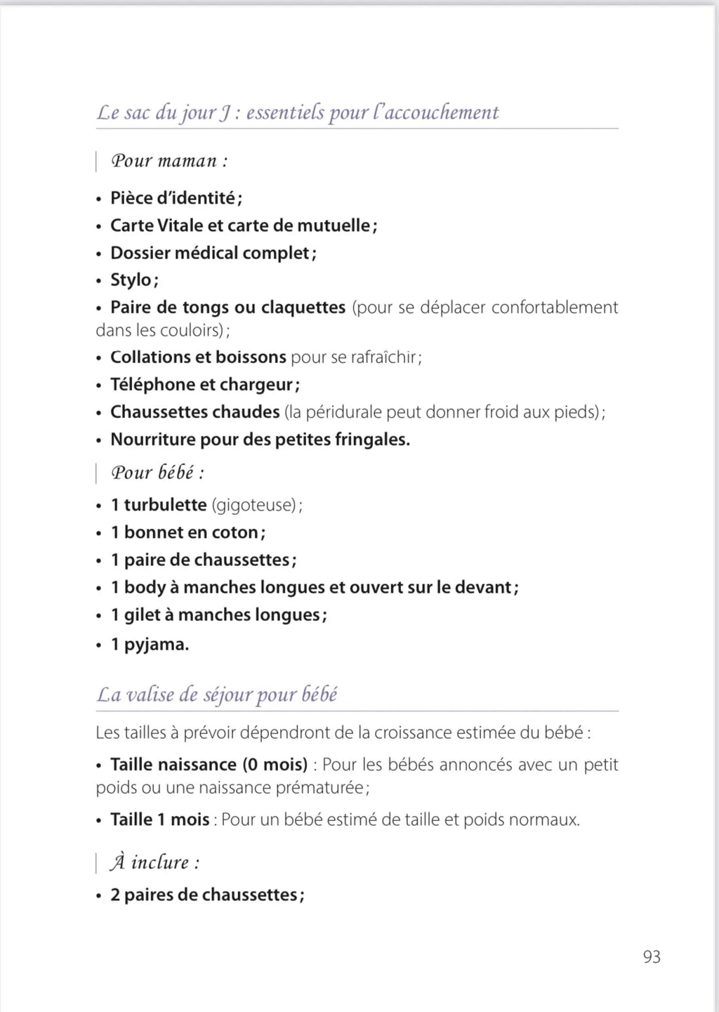 Page numéro 93 du E-BOOK "Une grossesse, un accouchement". Rédigé par Louana Becker fondatrice de My First Step Academy.