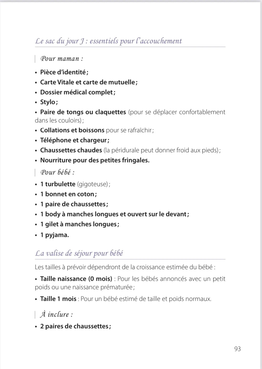 Page numéro 93 du E-BOOK "Une grossesse, un accouchement". Rédigé par Louana Becker fondatrice de My First Step Academy.