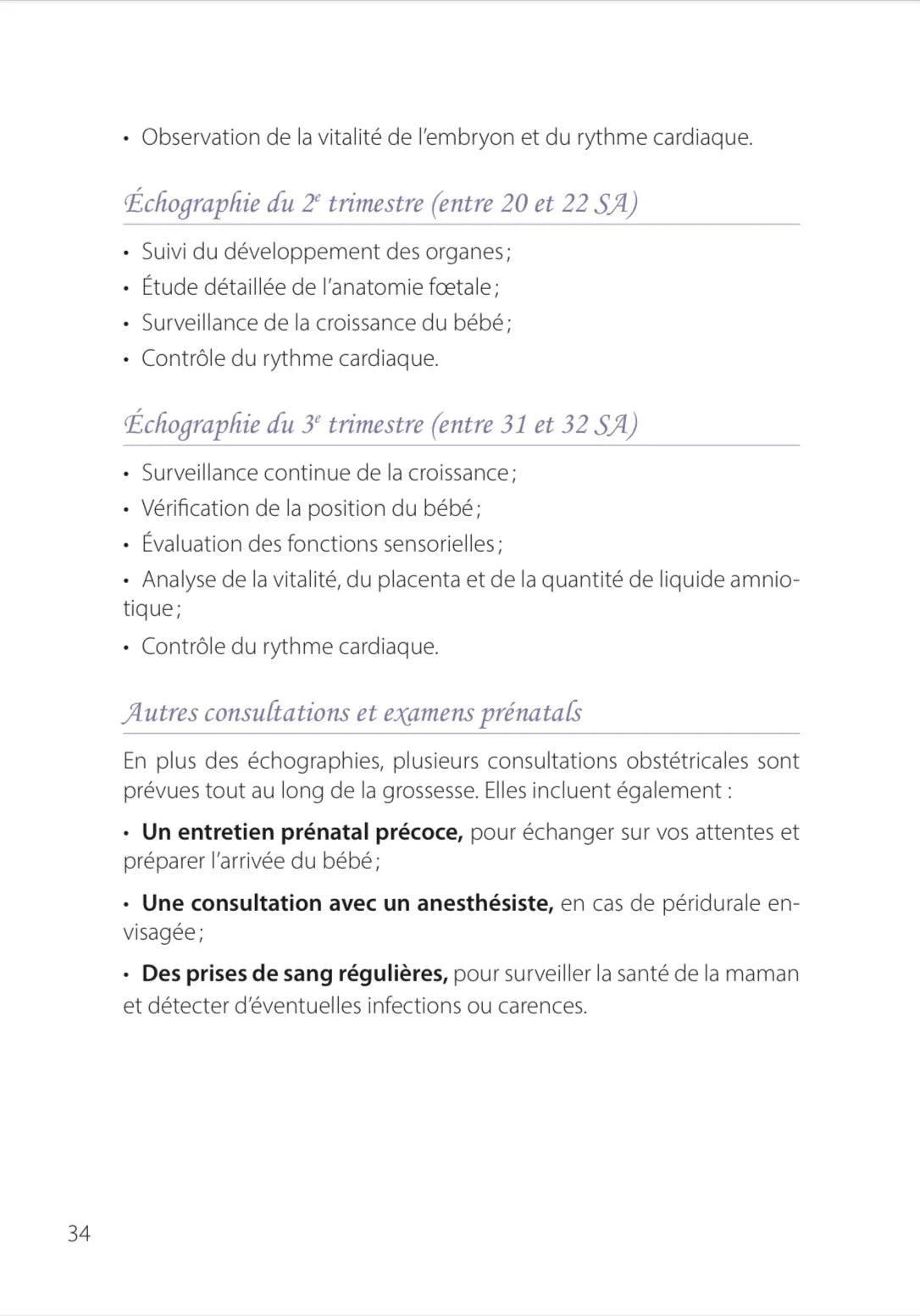 Page numéro 34 du E-BOOK "Une grossesse, un accouchement". Rédigé par Louana Becker fondatrice de My First Step Academy.