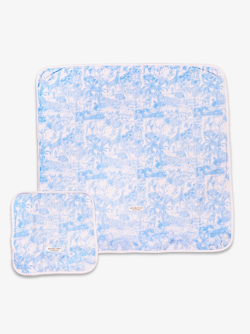 Lot de 2 langes modèle Bleu Shayane de 70x70cm et 30x30cm en bambou. 