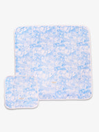 Lot de 2 langes modèle Bleu Shayane de 70x70cm et 30x30cm en bambou. 