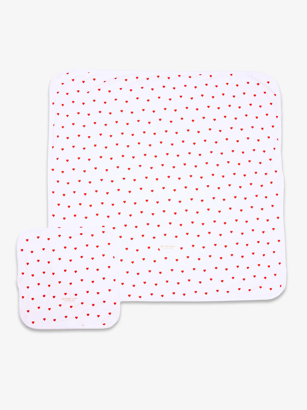 Lot de 2 langes modèle Coeur de Cerise de 70x70cm et 30x30cm en bambou. 