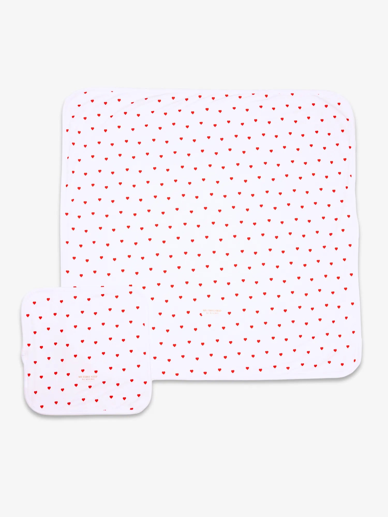 Lot de 2 langes modèle Coeur de Cerise de 70x70cm et 30x30cm en bambou. 