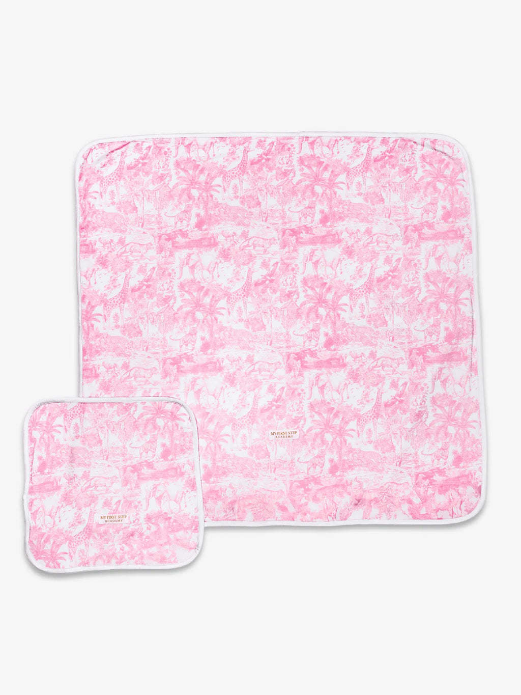 Lot de 2 langes modèle Rose Shayane de 70x70cm et 30x30cm en bambou. 
