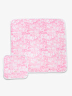 Lot de 2 langes modèle Rose Shayane de 70x70cm et 30x30cm en bambou. 