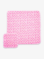 Lot de 2 langes modèle Meringue Coquette de 70x70cm et 30x30cm en bambou. 