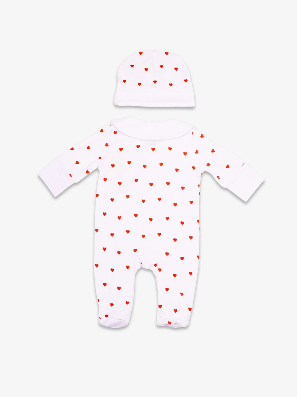 Pyjama Coeur de Cerise vue arrière. Avec bonnet. Taille naissance.