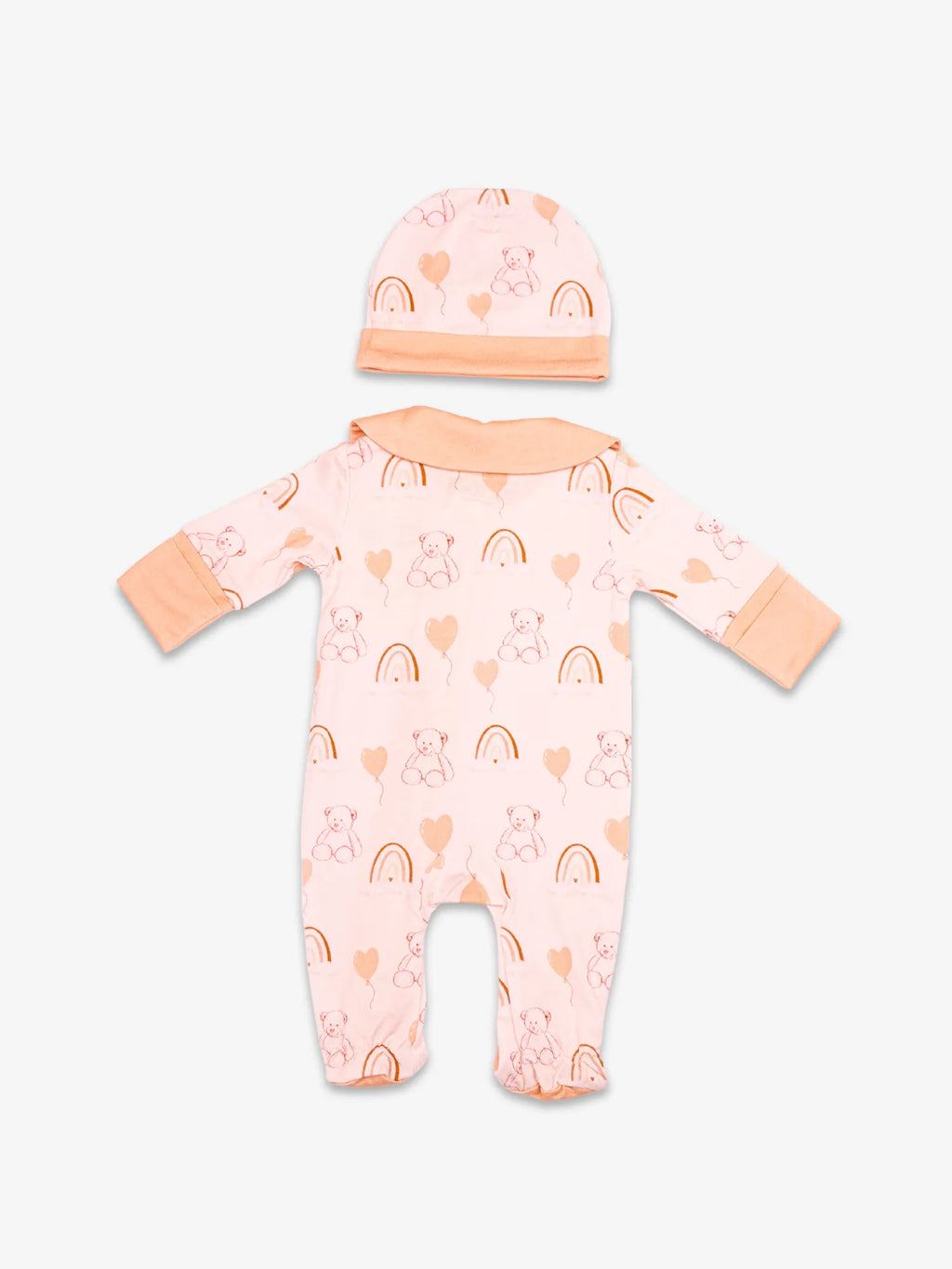 Pyjama Nuage Moka vue arrière. Avec bonnet. Taille naissance.