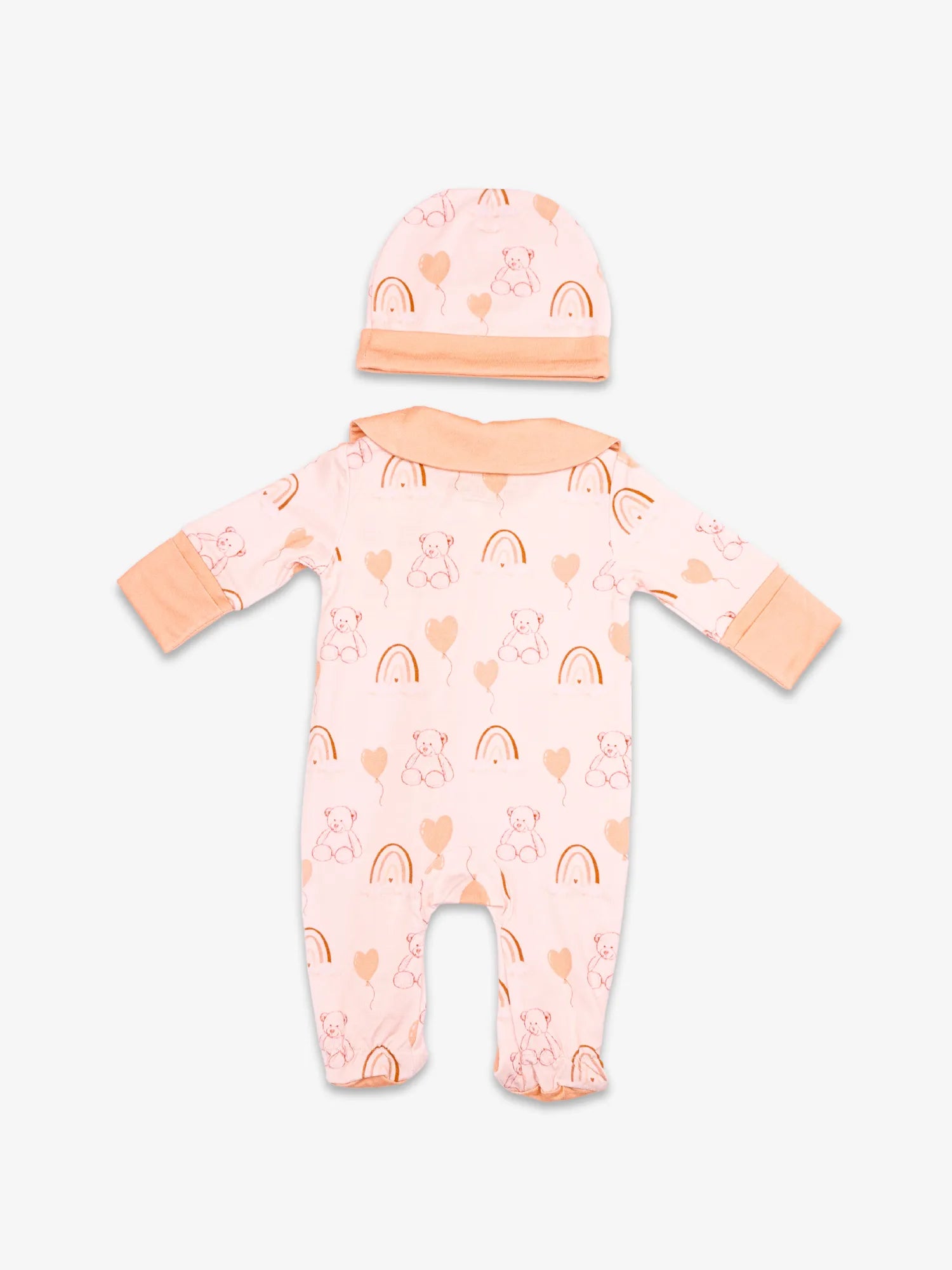 Pyjama Nuage Moka vue arrière. Avec bonnet. Taille naissance.